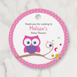 Girl Owl Pink Adorable Whimiscal Design Favour Tags