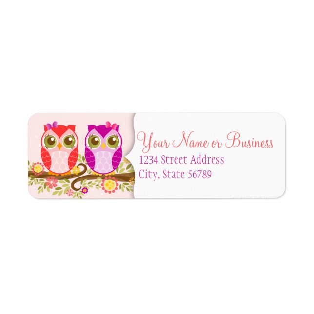 Girl Owls - Custom Return Address Labels (Front)