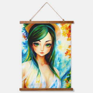 girl painting hanging tapestry