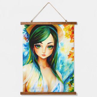 girl painting hanging tapestry