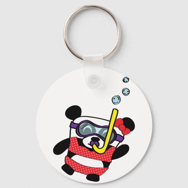 Girl Panda in Bikini Snorkling Keychain (Front)