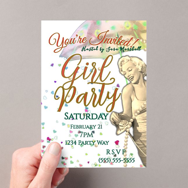 Girl Party Acrylic Invitation (Insitu (Handheld))