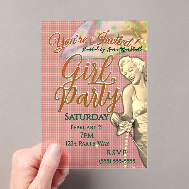 Girl Party Acrylic Invitation (Insitu (Handheld))