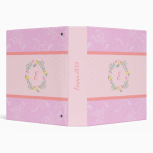  Girl Pastel Pink and Lavender Floral Monogram Kid Binder