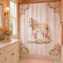 Girl Peach Floral Horse Personalized Shabby Chic