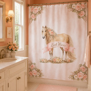 Girl Peach Floral Horse Personalized Shabby Chic