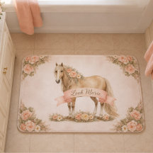 Girl Peach Floral Horse Personalized Shabby Chic