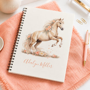 Girl Peach Horse Whimsical Personalized  Notebook