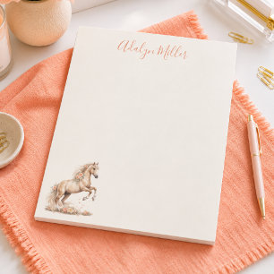 Girl Peach Horse Whimsical Personalized Notepad