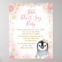 Girl Penguin Winter Snowflake Don't Say Baby Card