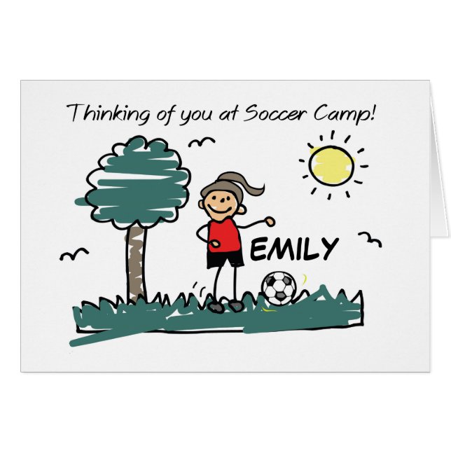 Girl Personalize Name Soccer Camp Stick Figure Thi (Front Horizontal)