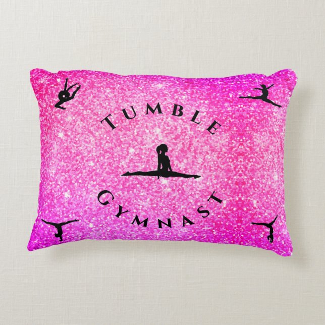 Girl Personalized Tumble Gymnast Gymnastics Pillow (Back)