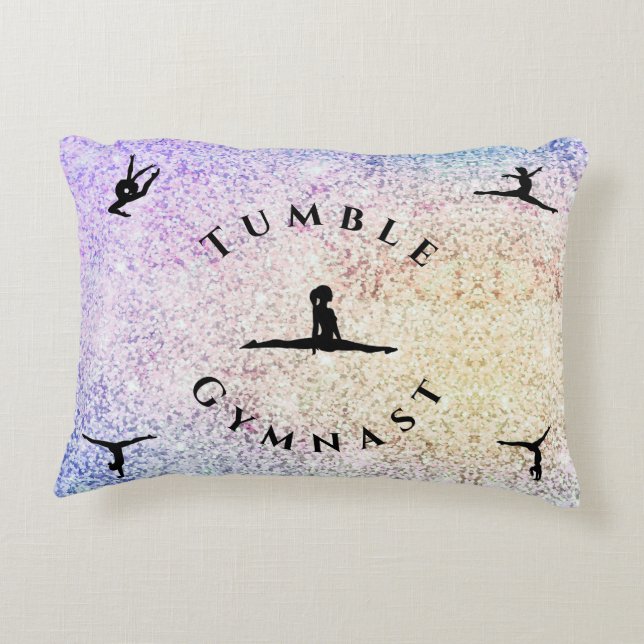 Girl Personalized Tumble Gymnast Gymnastics Pillow (Back)