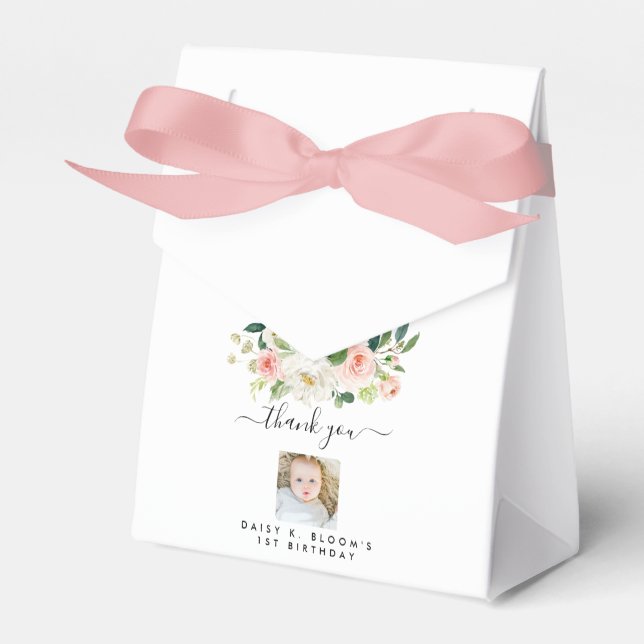 Girl Photo 1st Birthday Favor Box (Front Side)