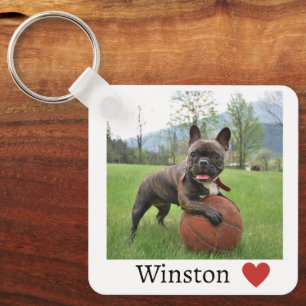 Girl Photo and Name Dog French Bulldog Keychain
