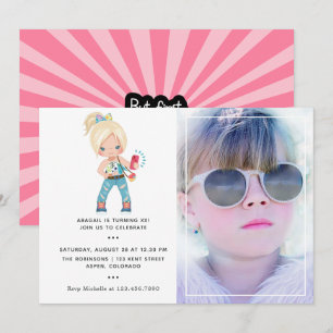 Girl Photo Booth Selfie Birthday Party Invitation