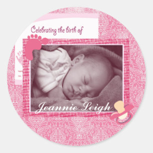 Girl Photo Keepsake Classic Round Sticker