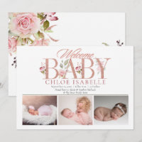 Girl Photo Rose Gold | Floral Birth