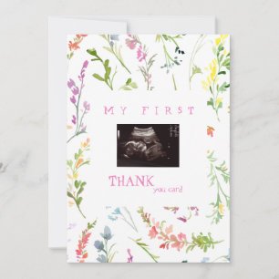 Girl Photo Thank You Baby Point of View Wildflower Card
