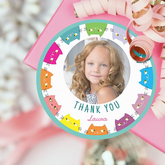 Girl Photo Thank You Classic Round Sticker (Creator Uploaded)