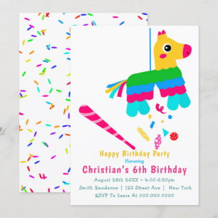 Girl Piñata 6e anniversaire Invitations