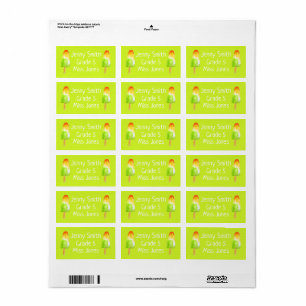 Girl pine lime popsicles name school book labels