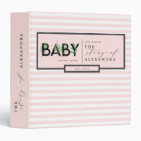 Girl Pink Baby Tropical Greenery Memory Book Album