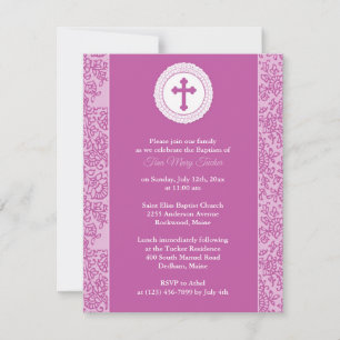 Girl Pink Baptism Invitation