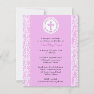 Girl Pink Baptism Invitation