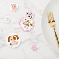 Girl pink barnyard farm animals birthday