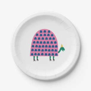 Girl Pink Birthday Turtle Animal Party Paper Plate