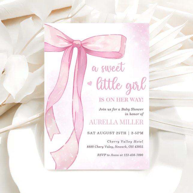 Girl Pink Bow Baby Shower Invitation (Creator Uploaded)