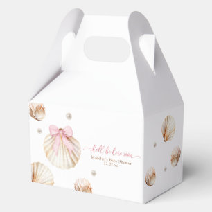 Girl Pink Bow Shell Baby Shower Favor Box