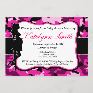 Girl Pink Camouflage Baby Shower Invitation