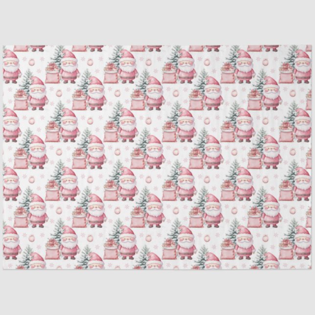 Girl Pink Christmas Santa Presents Tissue Paper (Front)