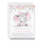 Girl Pink Grey Elephant Diamond Baby Shower