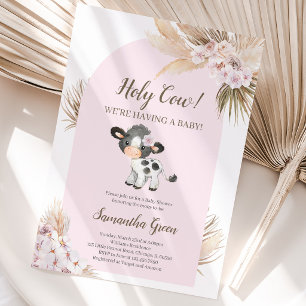 Girl Pink Holy Cow Baby Shower Invitation