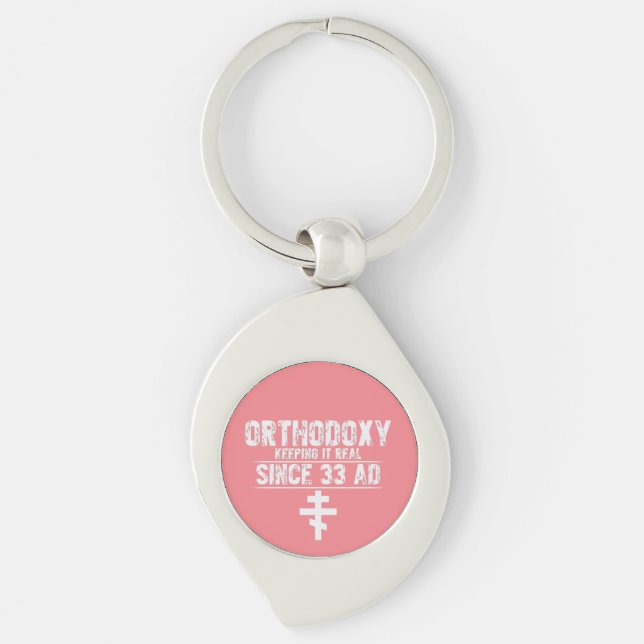 Girl Pink l Orthodox Cross l Church l Funny Saying Keychain (Front)