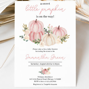 Girl Pink Little Pumpkin Baby Shower Invitation