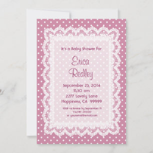 GIRL Pink Polka Dots  Baby Shower V17A Invitation