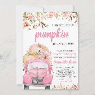 Girl Pink Pumpkin Truck Baby Shower Invitation