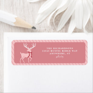 Girl Pink Reindeer Noël Adresse de retour
