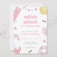 Girl Pink Summer Pool Party Birthday Invitation