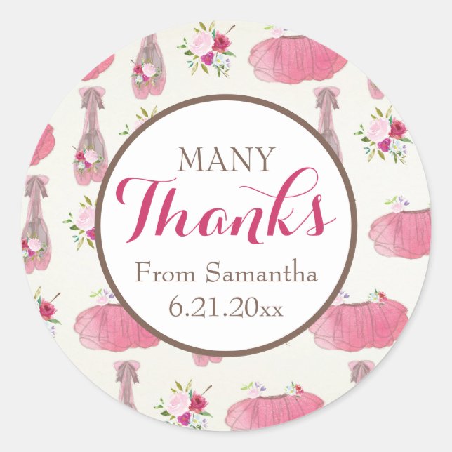 Girl Pink Tutu Baby Shower Classic Round Sticker (Front)