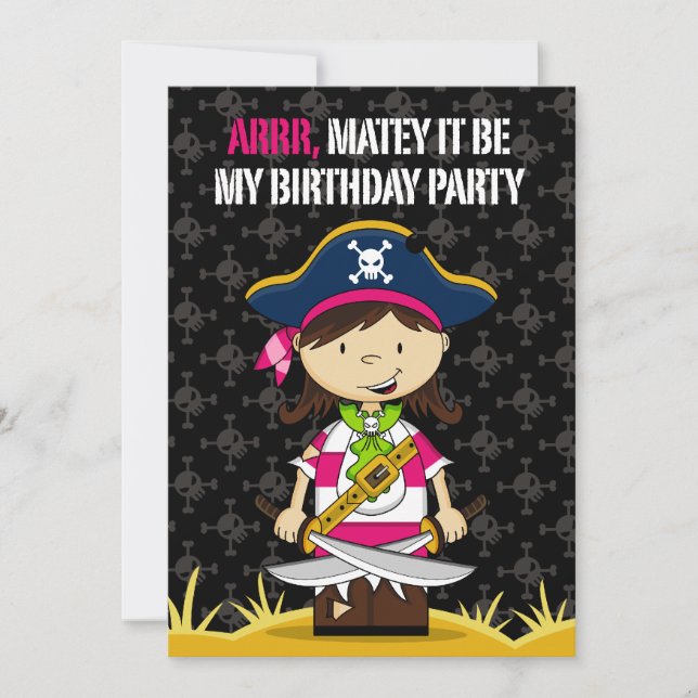 Girl Pirate Captain Party Invite (Front)