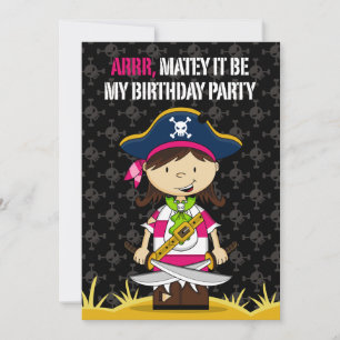 Girl Pirate Captain Party Invite