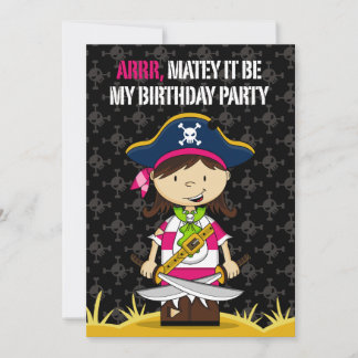 Girl Pirate Captain Party Invite