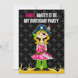 Girl Pirate Captain Party Invite