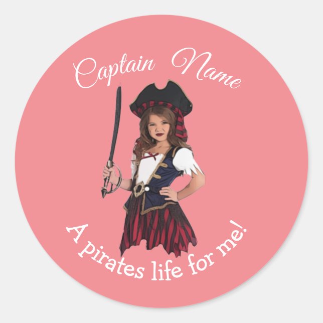Girl Pirate  Classic Round Sticker (Front)