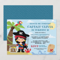 Girl Pirate Party Birthday Invitations